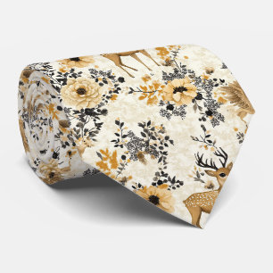 Vintage Floral Fawn Pattern Tie