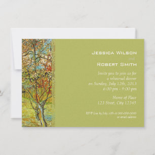 Vintage floral fine art rehearsal dinner invitation