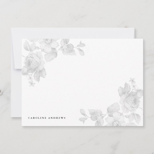 Vintage floral flat  note card (Front)