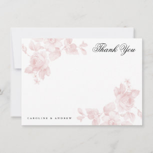 Vintage floral flat thank you note card