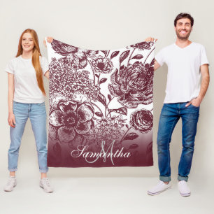 Vintage Floral Fleece Blanket