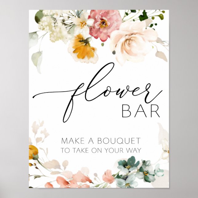 Vintage Floral Flower Bar Sign (Front)