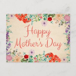 Vintage Floral Flowers Blossoms Happy Mother's Day Postcard