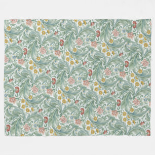 Vintage Floral Flowers William Morris Leicester Fleece Blanket
