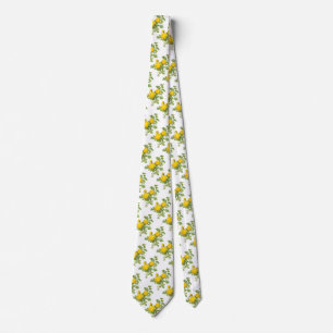 Vintage Floral Flowers, Yellow Roses by Redoute Tie