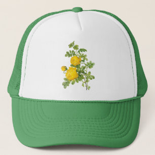 Vintage Floral Flowers, Yellow Roses by Redoute Trucker Hat