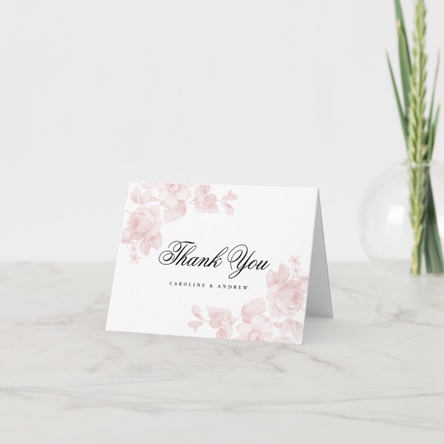 Vintage floral folded thank you note (Front)