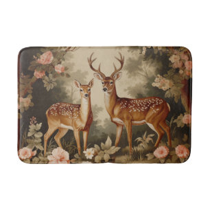 Vintage Floral Forest Deer Bath Mat