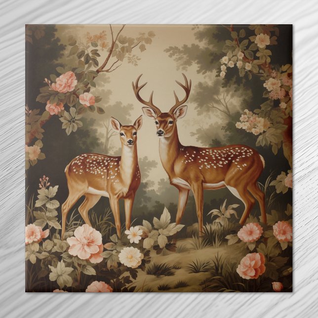 Vintage Floral Forest Deer Tile (Creator Uploaded)