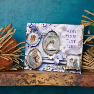Vintage Floral Frame Collage with Soft Lavender