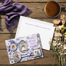 Vintage Floral Frame Collage with Soft Lavender