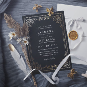 Vintage Floral Frame Elegant Chic Modern Wedding Invitation