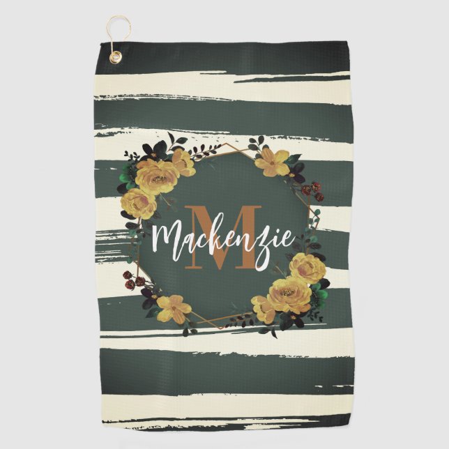 Vintage Floral Frame Golf Towel (Front)