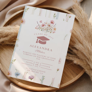 Vintage Floral Frame Graduation Invitation