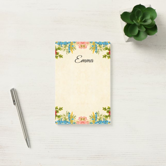 vintage floral frame post-it notes (Office)