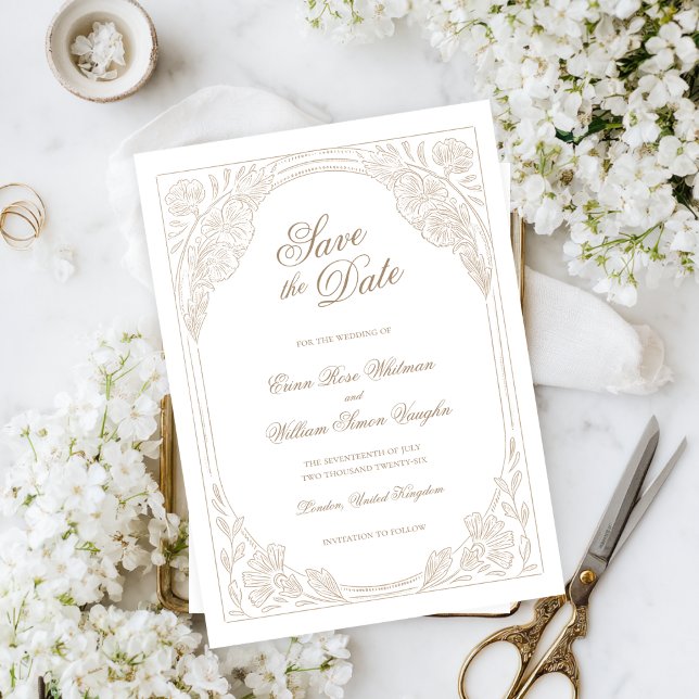 Vintage Floral Frame Save The Date Invitation (Creator Uploaded)