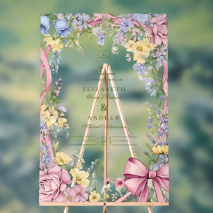 Vintage floral frame wedding acrylic sign