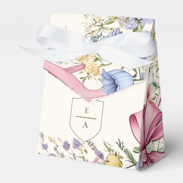 Vintage floral frame wedding favour box (Front Side)