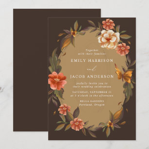 Vintage Floral Frame Wedding Invitation