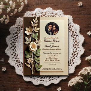 Vintage Floral Frame Wedding Invitation