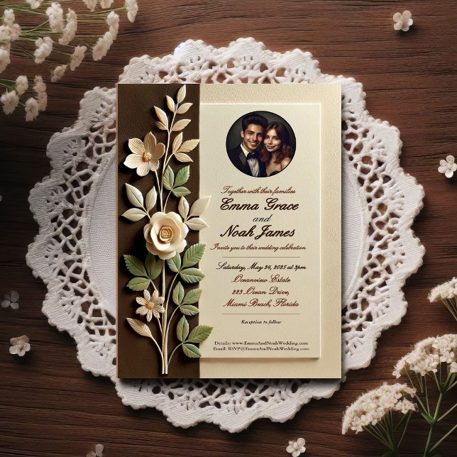 Vintage Floral Frame Wedding Invitation (Creator Uploaded)