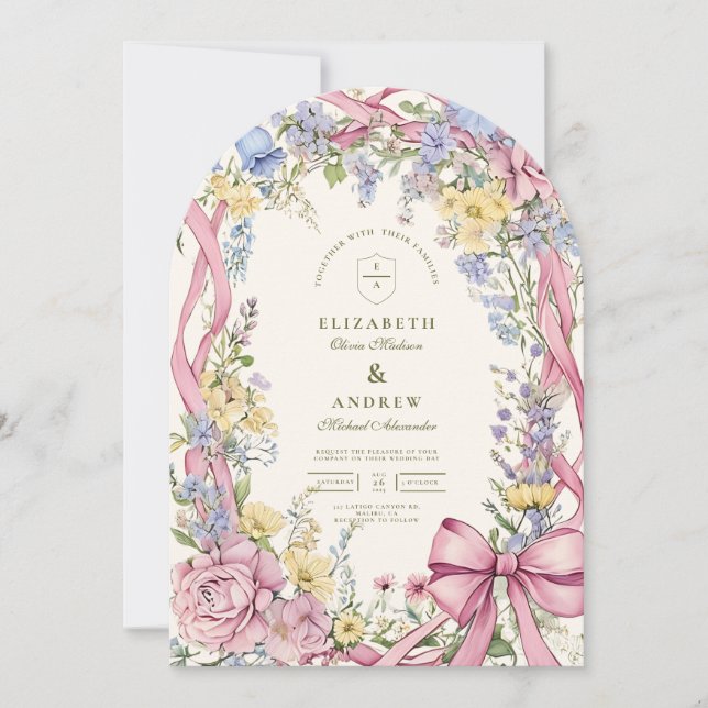 Vintage floral frame wedding invitation (Front)
