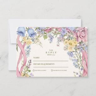 Vintage floral frame wedding RSVP card