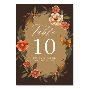 Vintage Floral Frame Wedding Table Number
