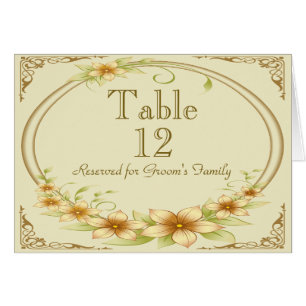 Vintage Floral Frame Wedding Table Number