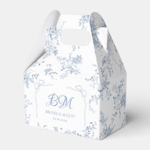 Vintage Floral French Blue Wedding Monogram Favour Box