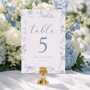 Vintage Floral French Blue Wedding Table Number
