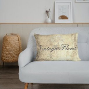 Vintage Floral French Country Cosy Grunge Pouf Lumbar Cushion