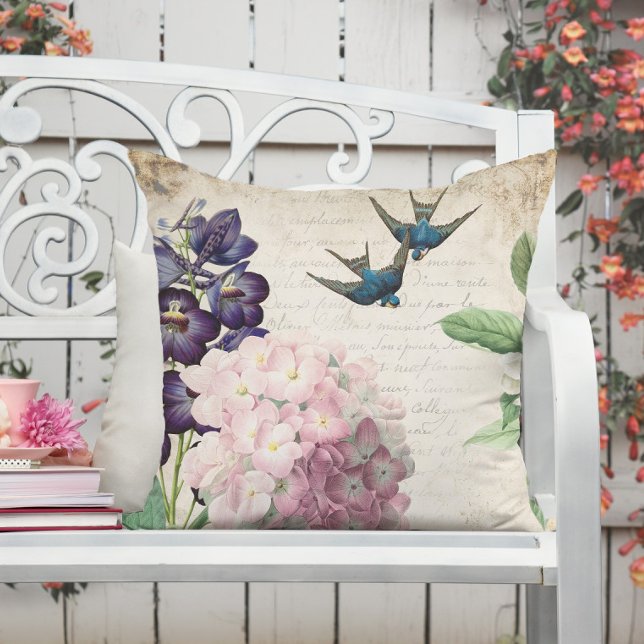 Vintage Floral French Farmhouse Throw Pillow (Creator Uploaded)