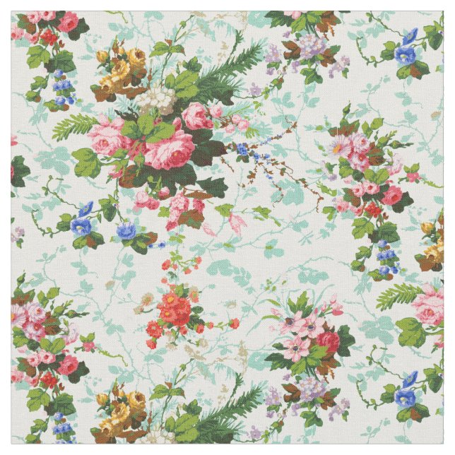 Vintage Floral French Pattern Fabric (Close Up)