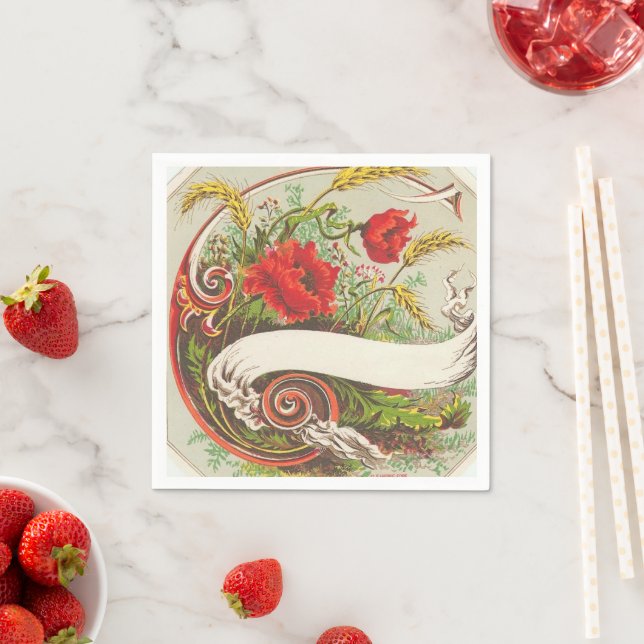 Vintage Floral fun paper napkins (Insitu)