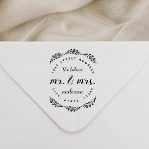 Vintage Floral Future Mr. and Mrs. Wedding Address Self-inking Stamp