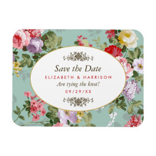 Vintage Floral Garden Botanical Save The Date Magnet