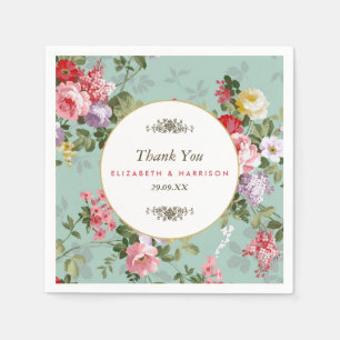 Vintage Floral Garden Botanical Wedding Napkin