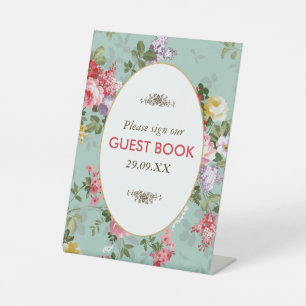 Vintage Floral Garden Botanical Wedding Pedestal Sign
