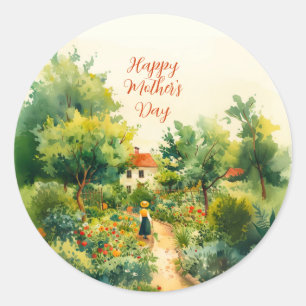 Vintage Floral Garden Mother's Day Classic Round Sticker