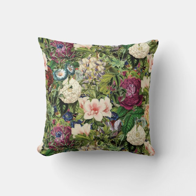 Vintage Floral Garden Pattern Cushion (Front)
