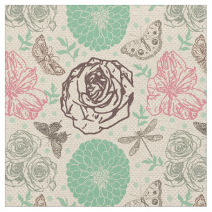 Vintage Floral Garden Pattern Fabric