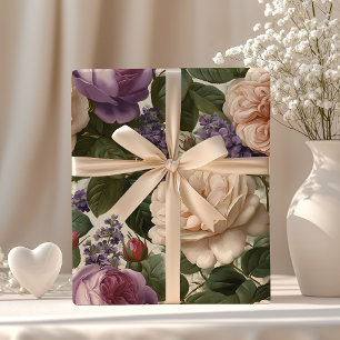 Vintage Floral Garden Romantic Rose & Peony Wrapping Paper