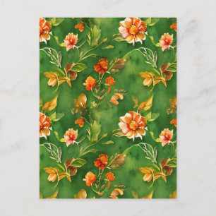 Vintage Floral Garden Watercolor Seamless Pattern Postcard