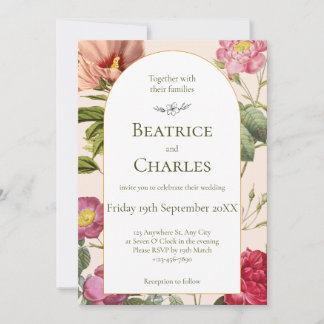 Vintage Floral Garden Wedding Invitation