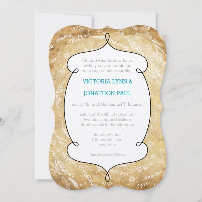Vintage Floral Garland Wedding Invitation (Front)