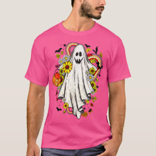Vintage Floral Ghost Cute Halloween Boo Funny Groo T-Shirt