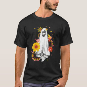 Vintage Floral Ghost Cute Halloween Funny Graphic T-Shirt