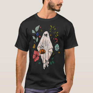 Vintage floral ghost cute Halloween graphic sarca T-Shirt