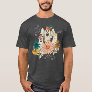 Vintage Floral Ghost Cute Halloween Graphic T-Shir T-Shirt